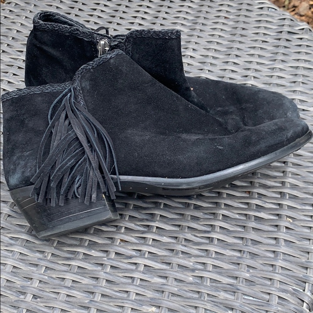 Sam Edelman black suede fringe boots